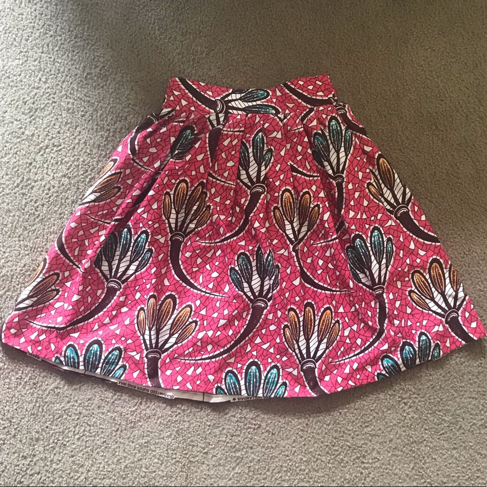 African Print Midi Skirt Grass-fields Grassfields